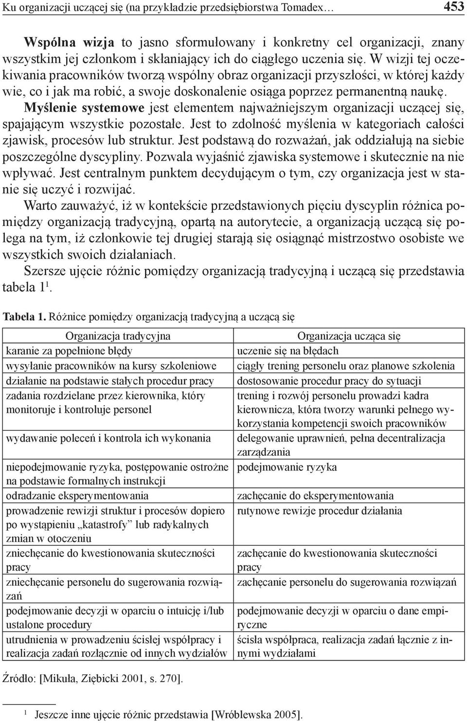 Myślenie systemowe jest elementem najważniejszym organizacji uczącej się, spajającym wszystkie pozostałe. Jest to zdolność myślenia w kategoriach całości zjawisk, procesów lub struktur.