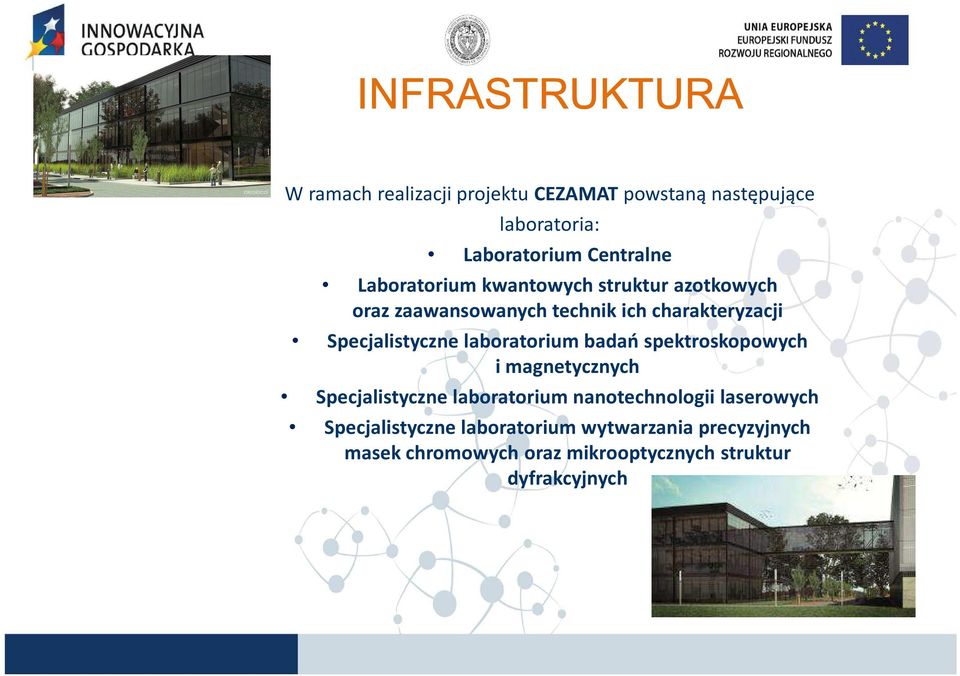 laboratorium badań spektroskopowych i magnetycznych Specjalistyczne laboratorium nanotechnologii laserowych