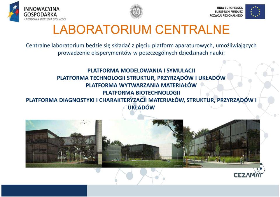 I SYMULACJI PLATFORMA TECHNOLOGII STRUKTUR, PRZYRZĄDÓW I UKŁADÓW PLATFORMA WYTWARZANIA MATERIAŁÓW