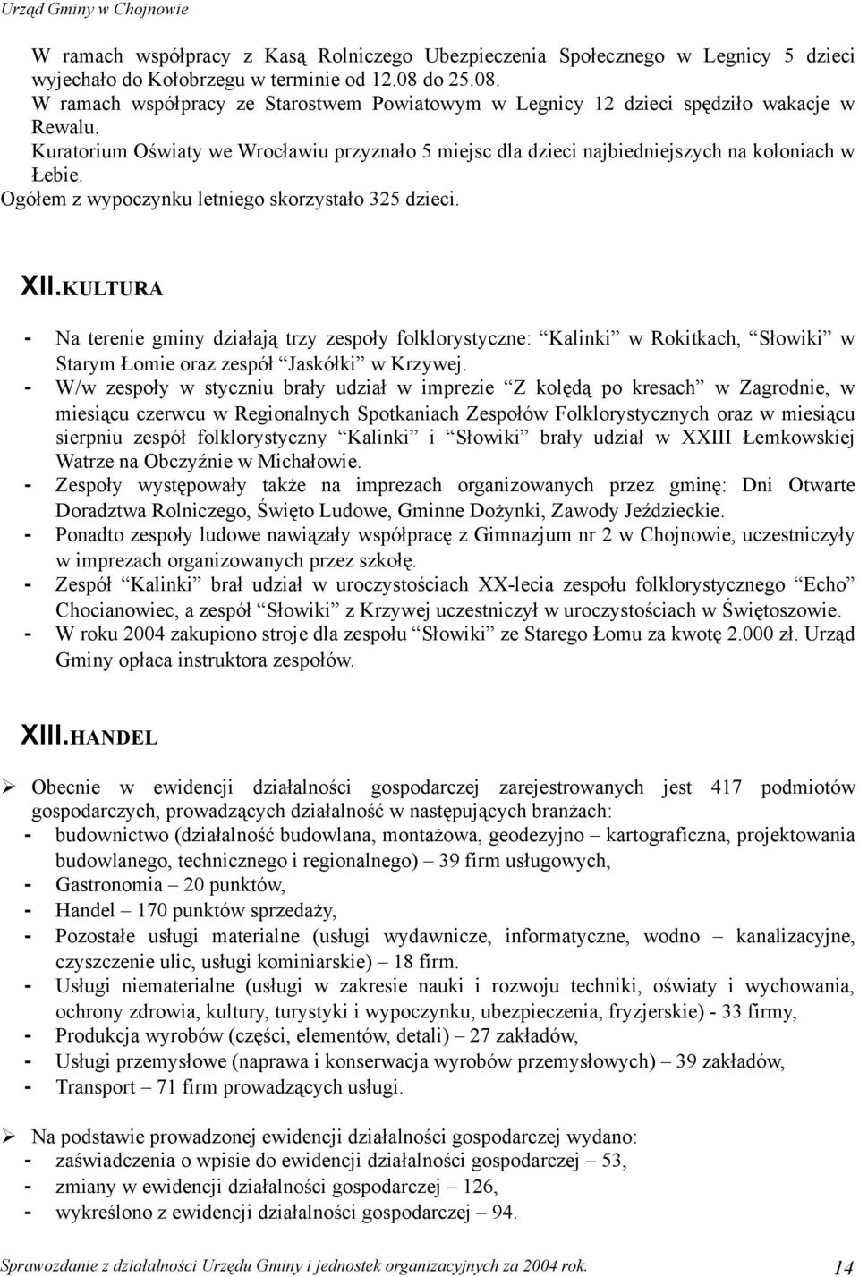 Kuratorium Oświaty we Wrocławiu przyznało 5 miejsc dla dzieci najbiedniejszych na koloniach w Łebie. Ogółem z wypoczynku letniego skorzystało 325 dzieci. XII.