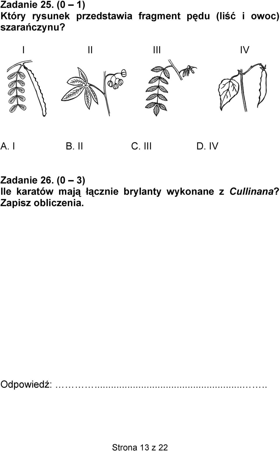 szarańczynu? I II III IV A. I B. II C. III D. IV Zadanie 26.