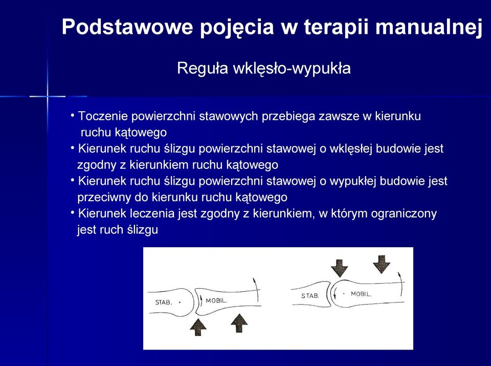 zgodny z kierunkiem ruchu kątowego Kierunek ruchu ślizgu powierzchni stawowej o wypukłej budowie jest