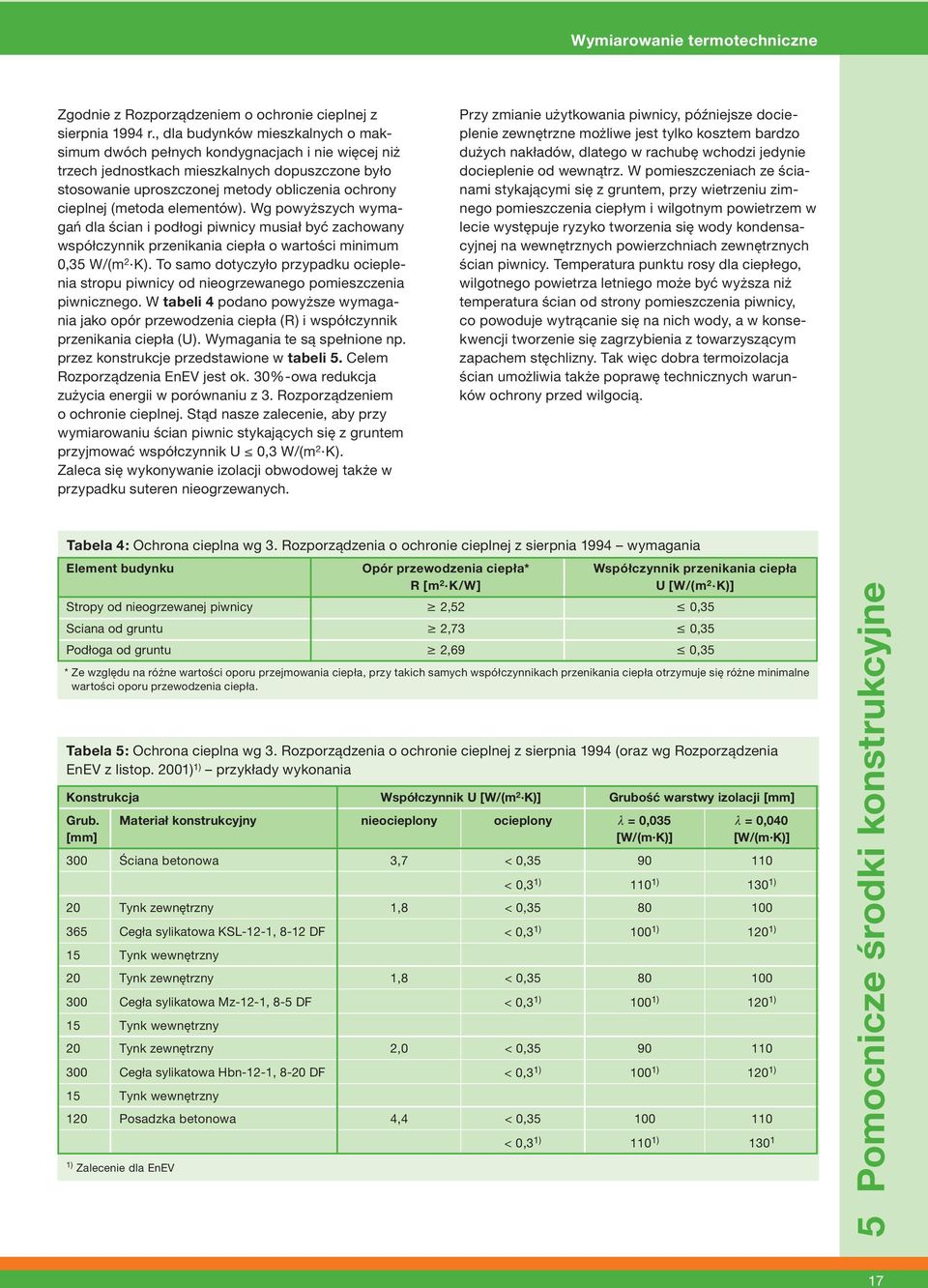 elementów). Wg powyższych wymagań dla ścian i podłogi piwnicy musiał być zachowany współczynnik przenikania ciepła o wartości minimum 0,35 W/(m 2 K).