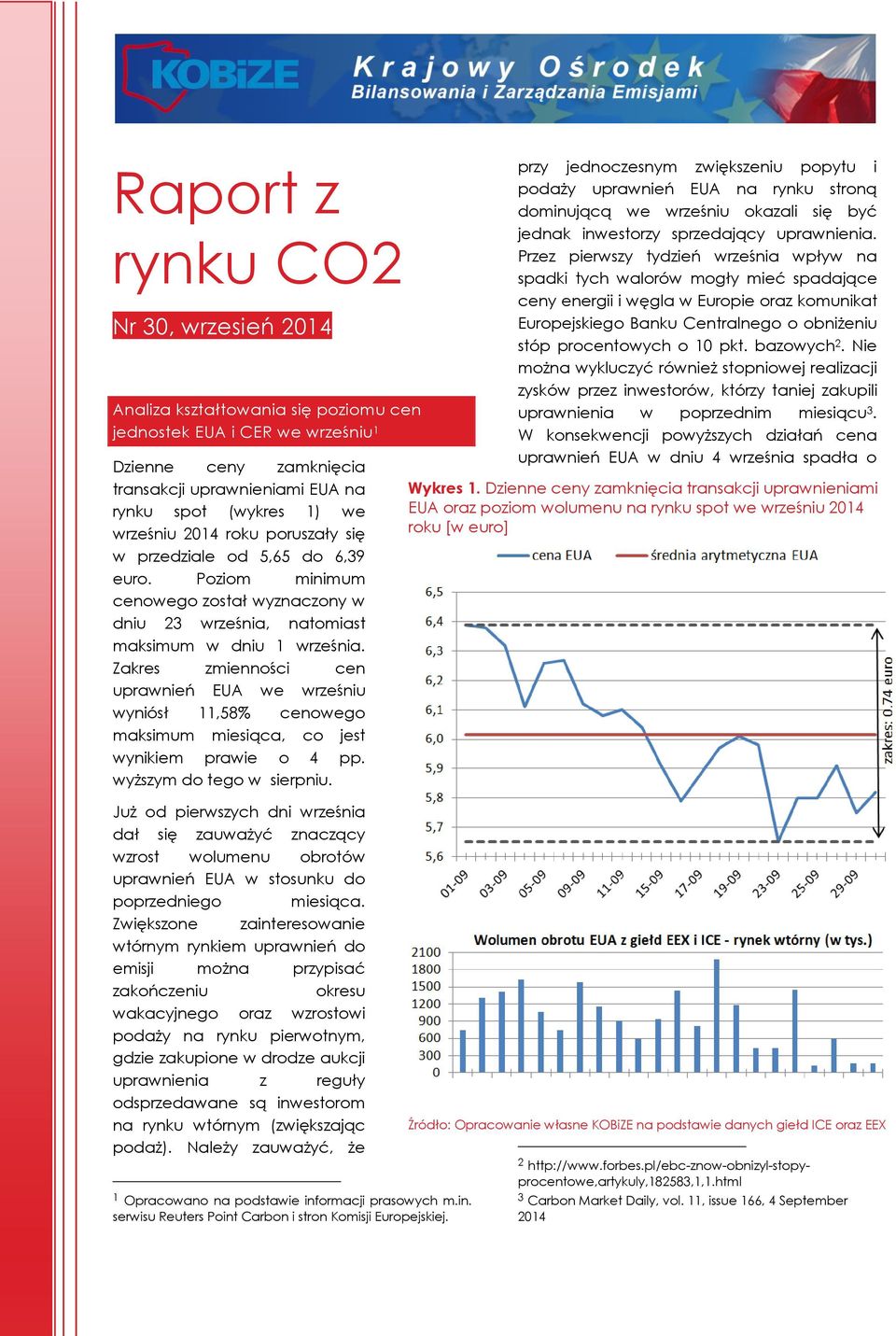 Zakres zmienności cen uprawnień EUA we wrześniu wyniósł 11,58% cenowego maksimum miesiąca, co jest wynikiem prawie o 4 pp. wyższym do tego w sierpniu.