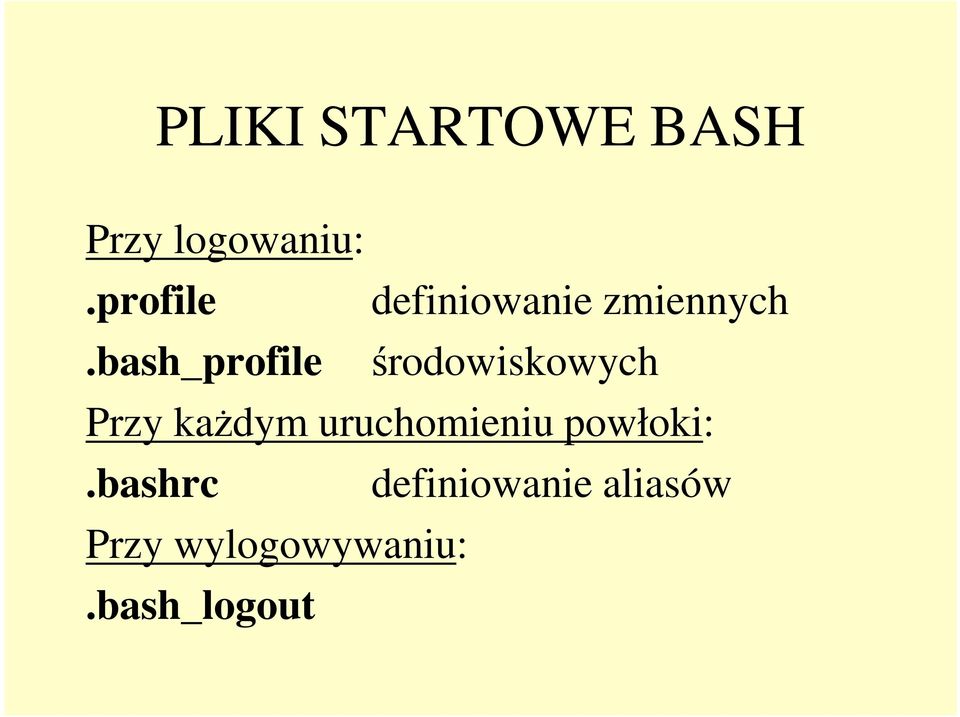 bash_profile środowiskowych Przy każdym