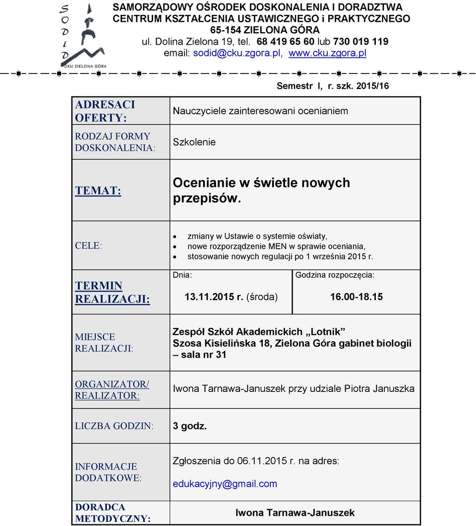 zmiany w Ustawie o systemie oświaty, nowe rozporządzenie MEN w sprawie oceniania, stosowanie nowych regulacji po 1 września 2015 r. 13.11.