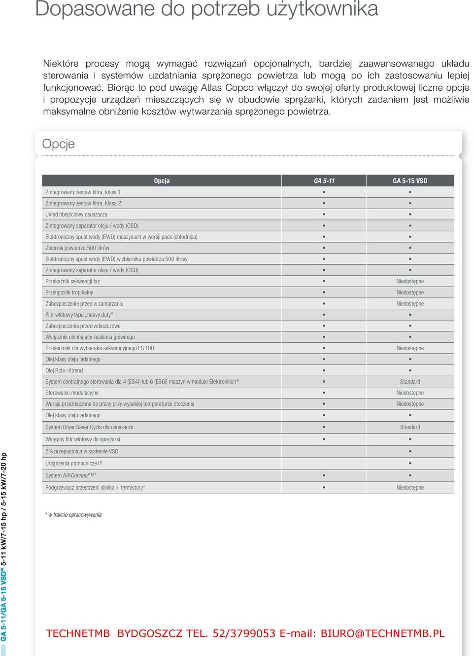 Biorąc to pod uwagę Atlas Copco włączył do swojej oferty produktowej liczne opcje i propozycje urządzeń mieszczących się w obudowie sprężarki, których zadaniem jest możliwie maksymalne obniżenie