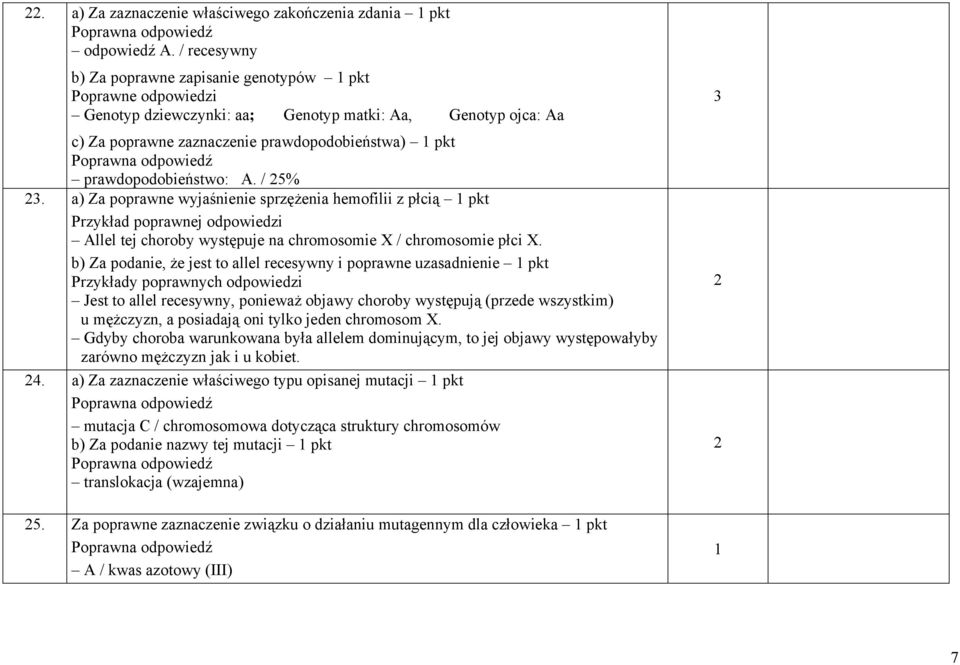 prawdopodobieństwo: A. / 5%. a) Za poprawne wyjaśnienie sprzężenia hemofilii z płcią pkt Allel tej choroby występuje na chromosomie X / chromosomie płci X.