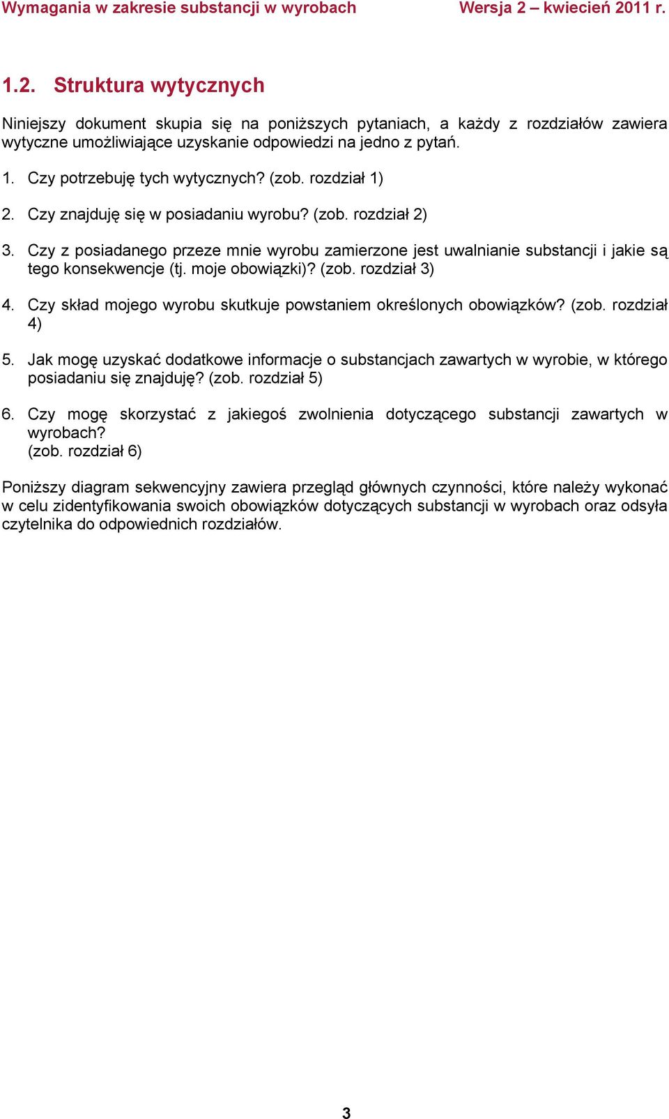 Czy z posiadanego przeze mnie wyrobu zamierzone jest uwalnianie substancji i jakie są tego konsekwencje (tj. moje obowiązki)? (zob. rozdział 3) 4.