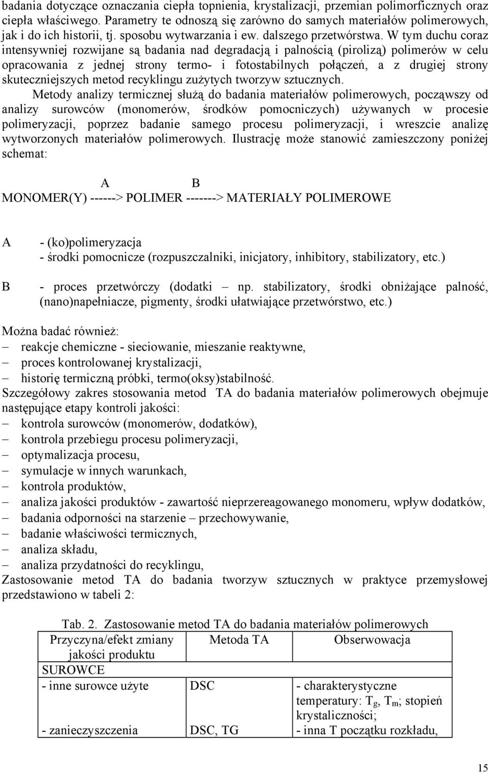 W tym duchu coraz intensywniej rozwijane są badania nad degradacją i palnością (pirolizą) polimerów w celu opracowania z jednej strony termo- i fotostabilnych połączeń, a z drugiej strony