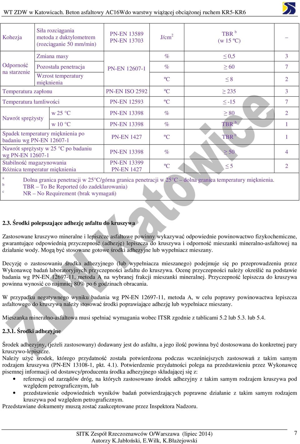 12607-1 Nawrót sprężysty w 25 C po badaniu wg PN-EN 12607-1 Stabilność magazynowania Różnica temperatur mięknienia a b c w 25 C PN-EN 13398 % 80 2 w 10 C PN-EN 13398 % TBR b 1 PN-EN 1427 ºC TBR b 1