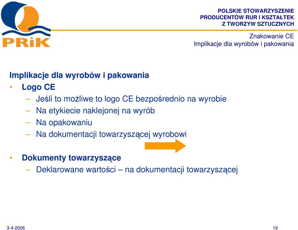 etykiecie naklejonej na wyrób Na opakowaniu Na dokumentacji towarzyszcej