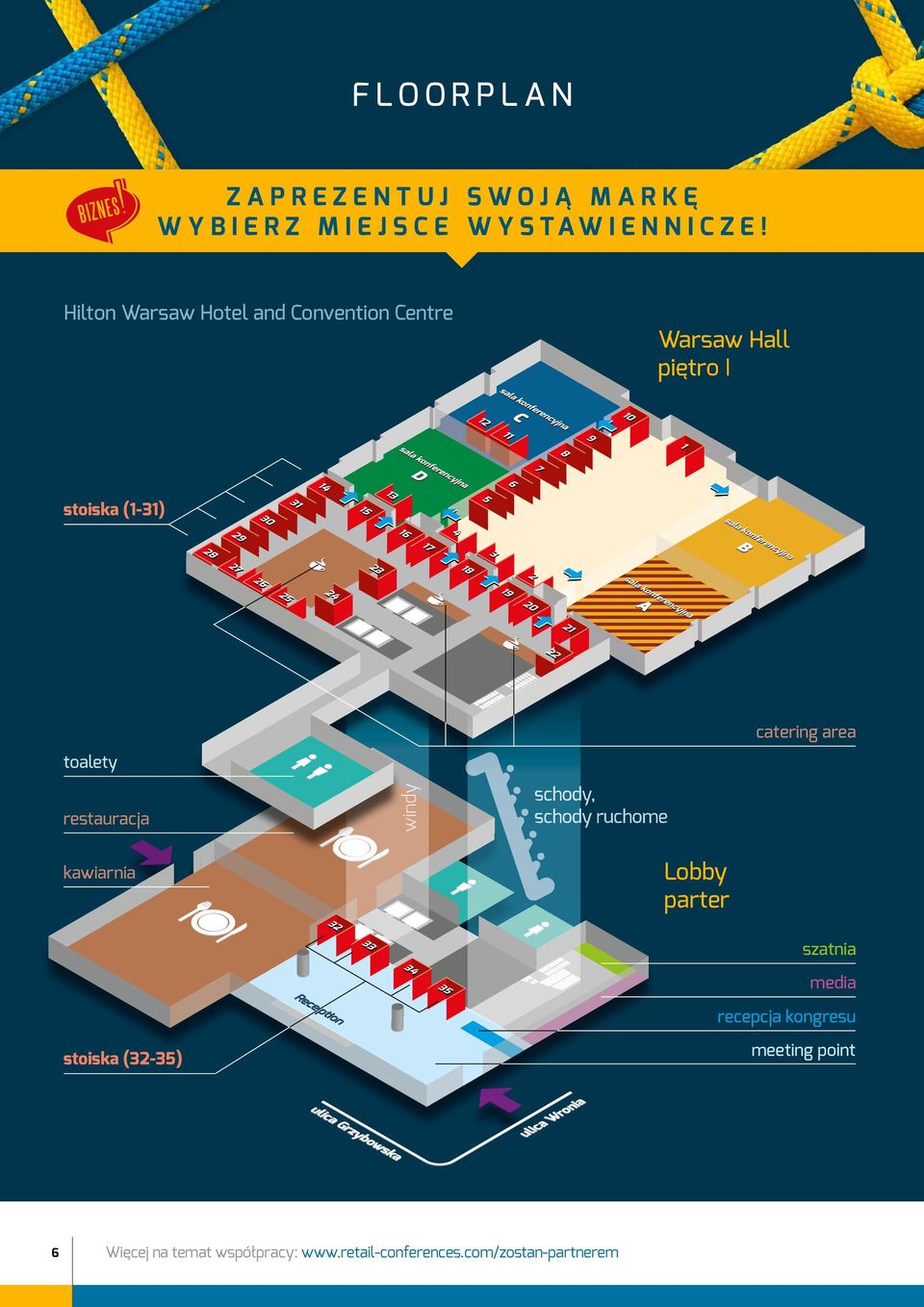 restauracja windy schody, schody ruchome catering area kawiarnia Lobby parter szatnia media