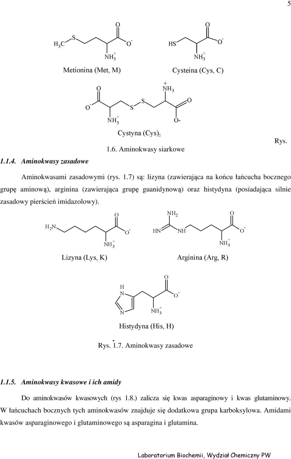 Aminokwasy zasadowe 1.1.5. Aminokwasy kwasowe i ich amidy Do aminokwasów kwasowych (rys 1.8.) zalicza się kwas asparaginowy i kwas glutaminowy.