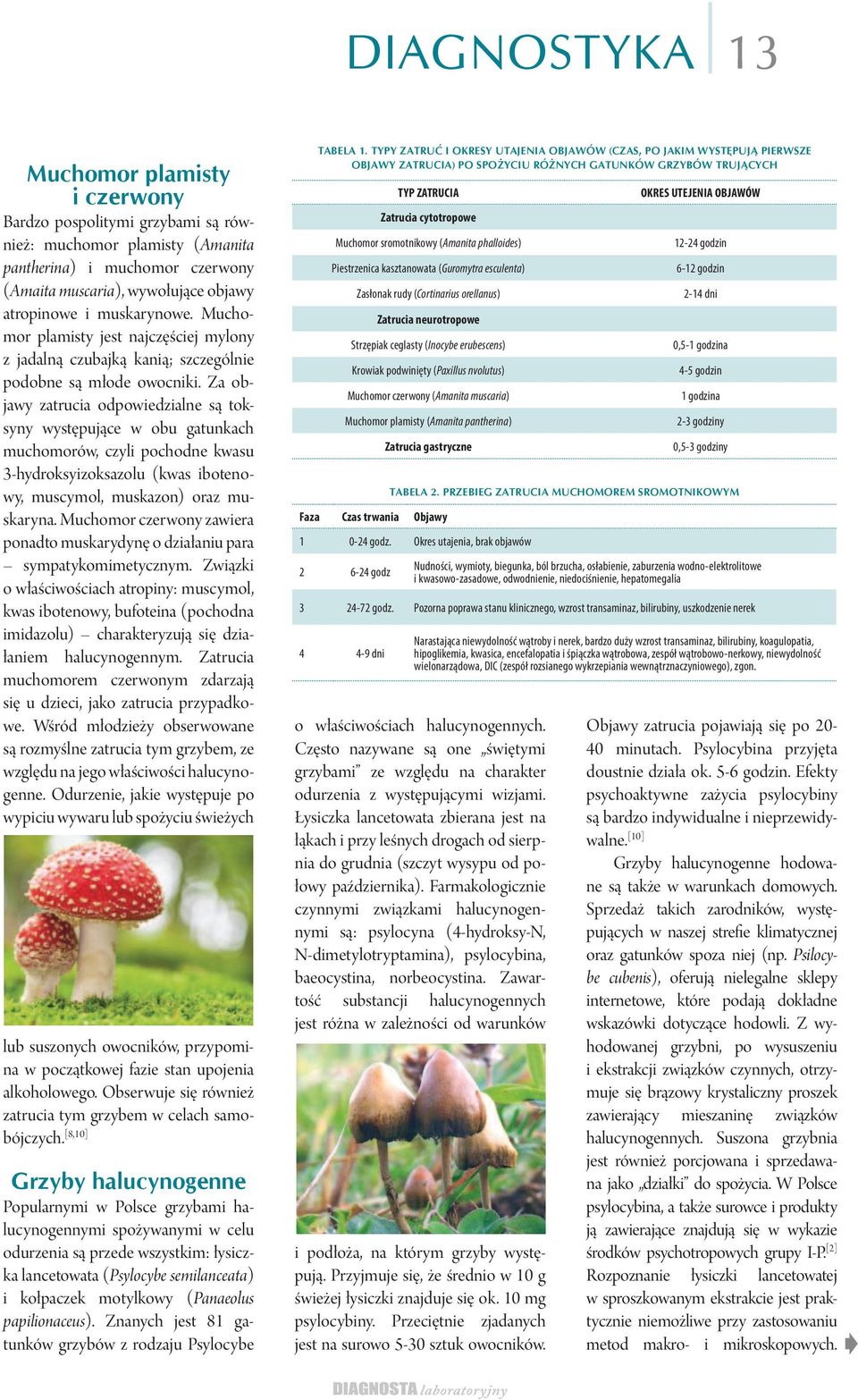 Za objawy zatrucia odpowiedzialne są toksyny występujące w obu gatunkach muchomorów, czyli pochodne kwasu 3-hydroksyizoksazolu (kwas ibotenowy, muscymol, muskazon) oraz muskaryna.