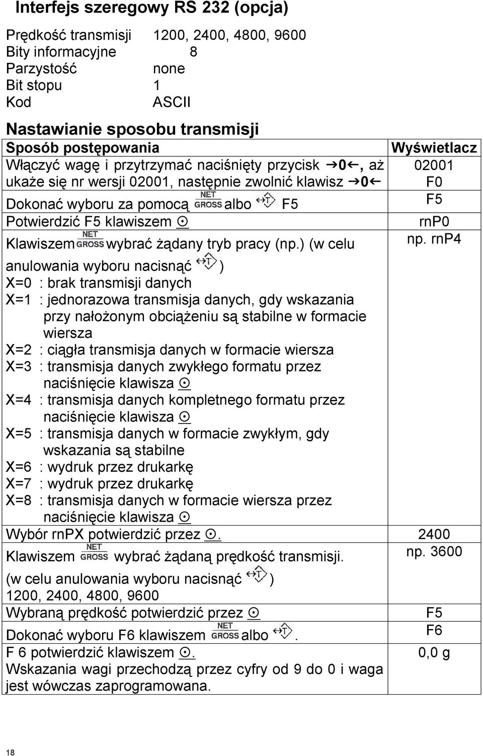 żądany tryb pracy (np.) (w celu np.