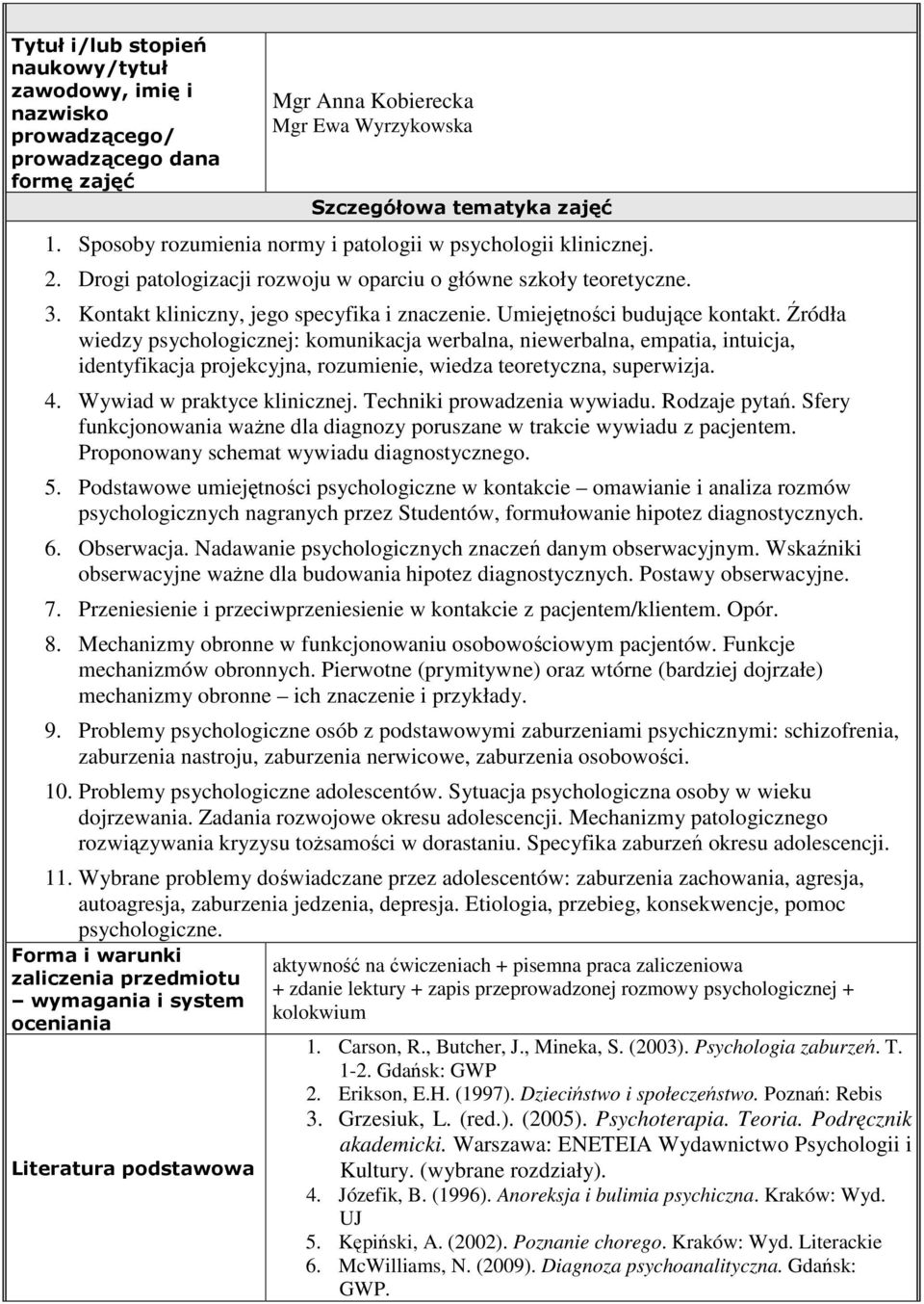 Umiejętności budujące kontakt. Źródła wiedzy psychologicznej: komunikacja werbalna, niewerbalna, empatia, intuicja, identyfikacja projekcyjna, rozumienie, wiedza teoretyczna, superwizja. 4.