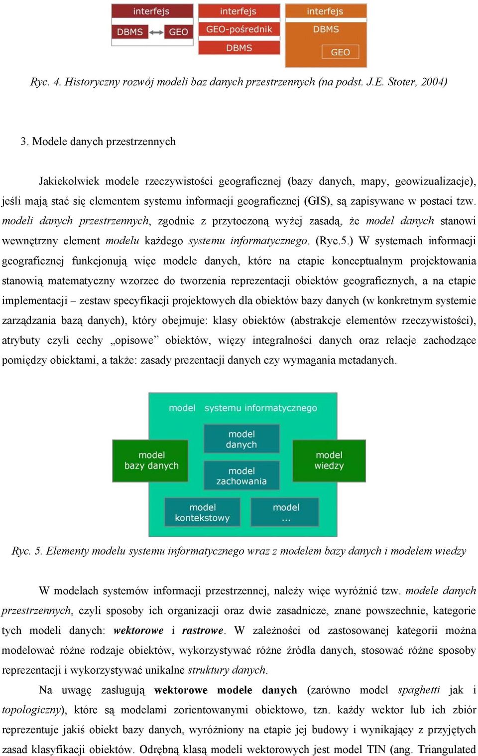 w postaci tzw. modeli danych przestrzennych, zgodnie z przytoczoną wyżej zasadą, że model danych stanowi wewnętrzny element modelu każdego systemu informatycznego. (Ryc.5.