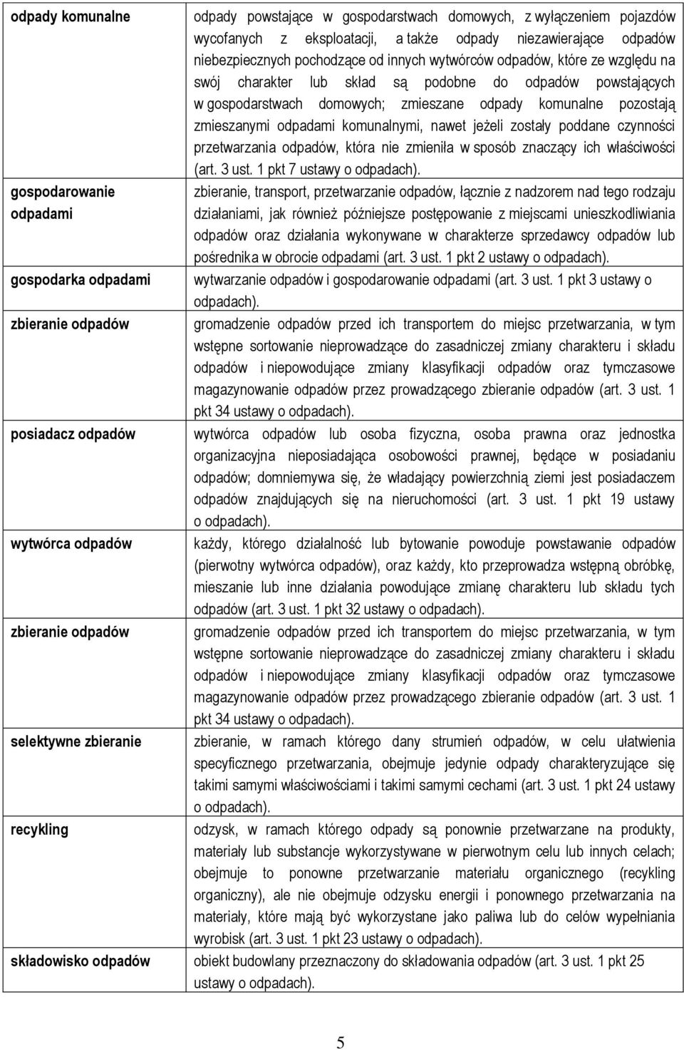 odpady komunalne pozostają zmieszanymi odpadami komunalnymi, nawet jeżeli zostały poddane czynności przetwarzania odpadów, która nie zmieniła w sposób znaczący ich właściwości (art. 3 ust.