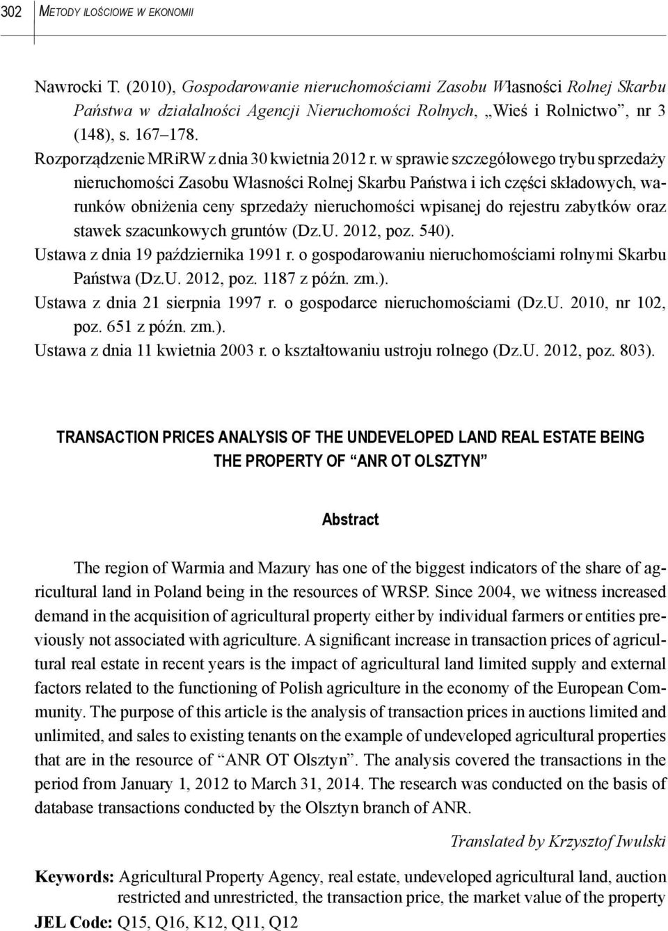 Rozporządzenie MRiRW z dnia 30 kwietnia 2012 r.