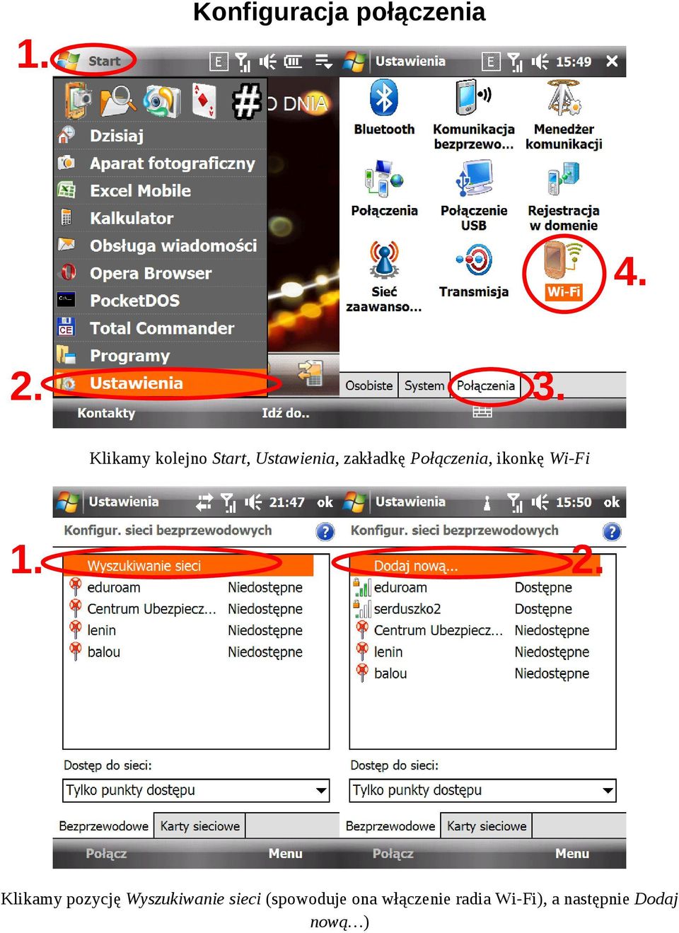 Klikamy pozycję Wyszukiwanie sieci (spowoduje