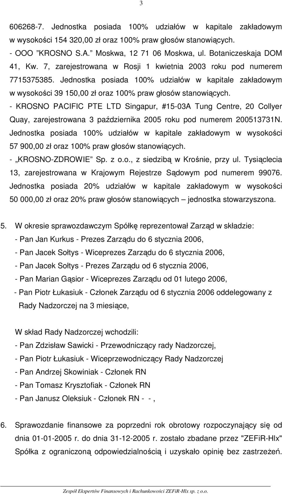 Jednostka posiada 100% udziałów w kapitale zakładowym w wysokości 39 150,00 zł oraz 100% praw głosów stanowiących.