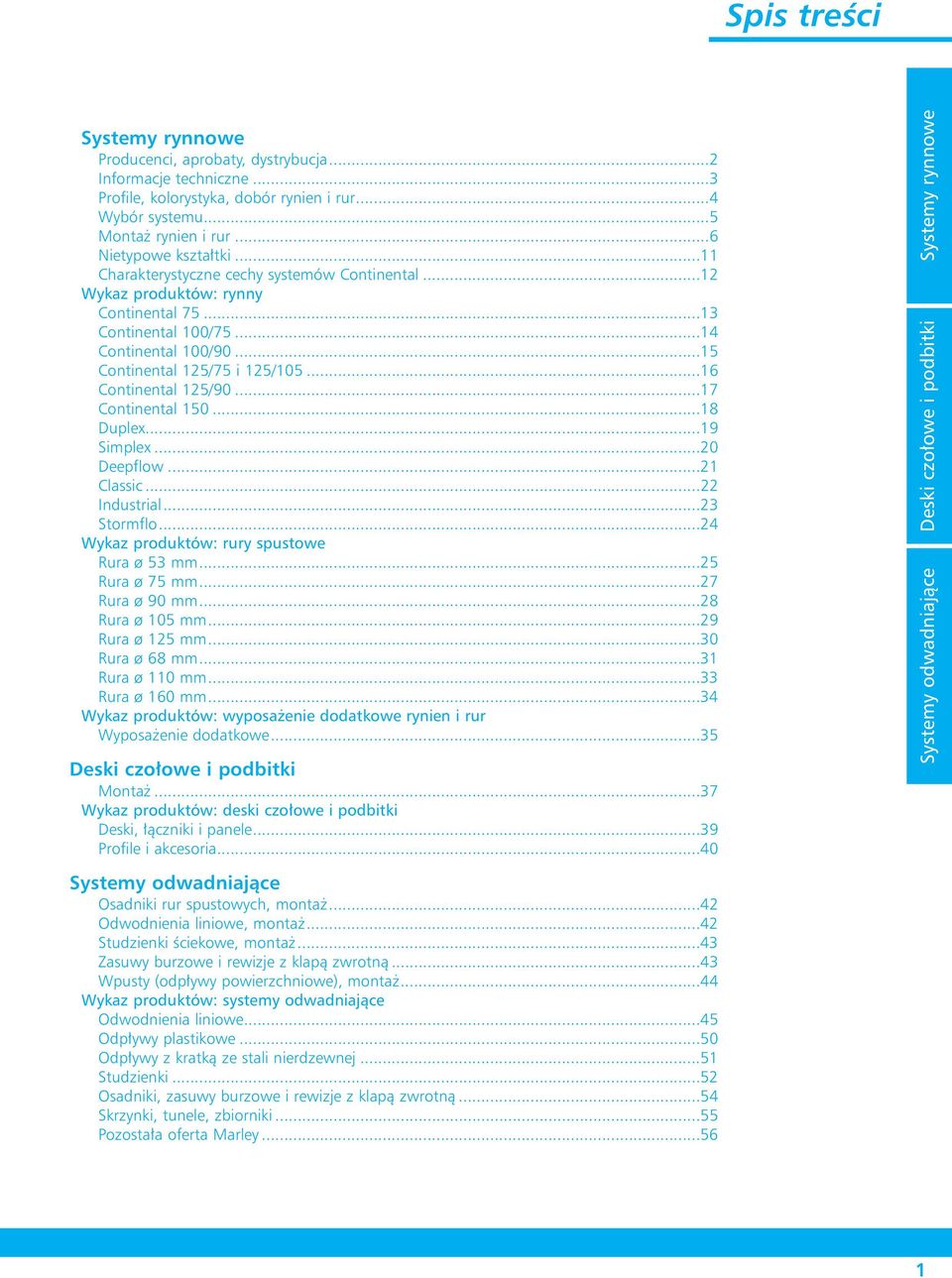..17 Continental 150...18 Duplex...19 Simplex...20 Deepflow...21 Classic...22 Industrial...23 Stormflo...24 Wykaz produktów: rury spustowe Rura ø 53 mm...25 Rura ø 75 mm...27 Rura ø 90 mm.