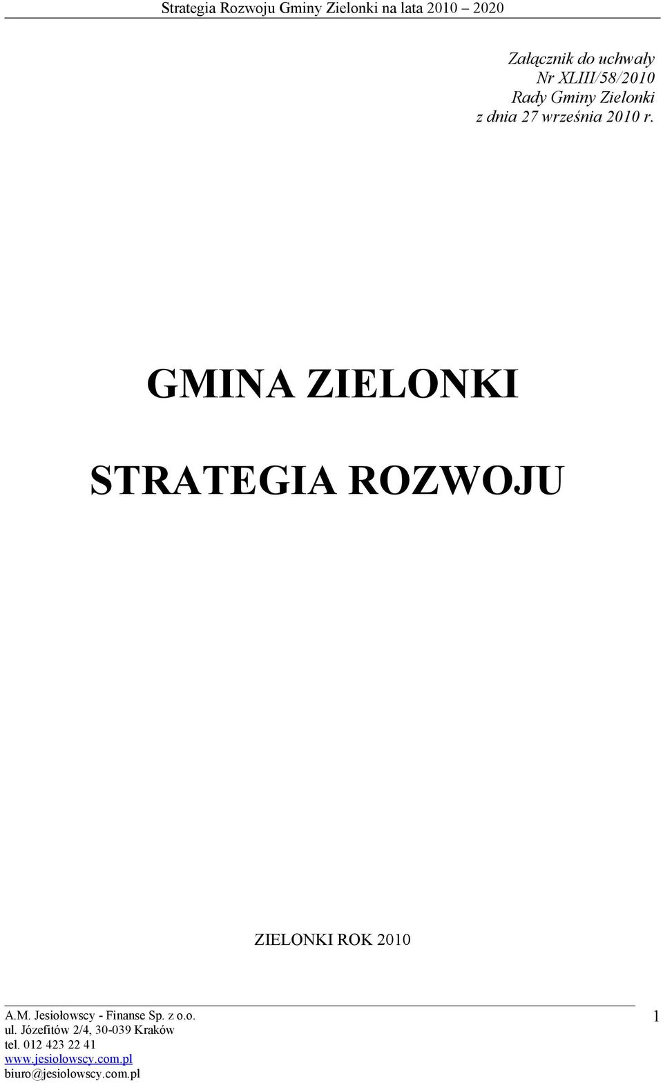 Rady Gminy Zielnki z dnia 27 września 2010 r.