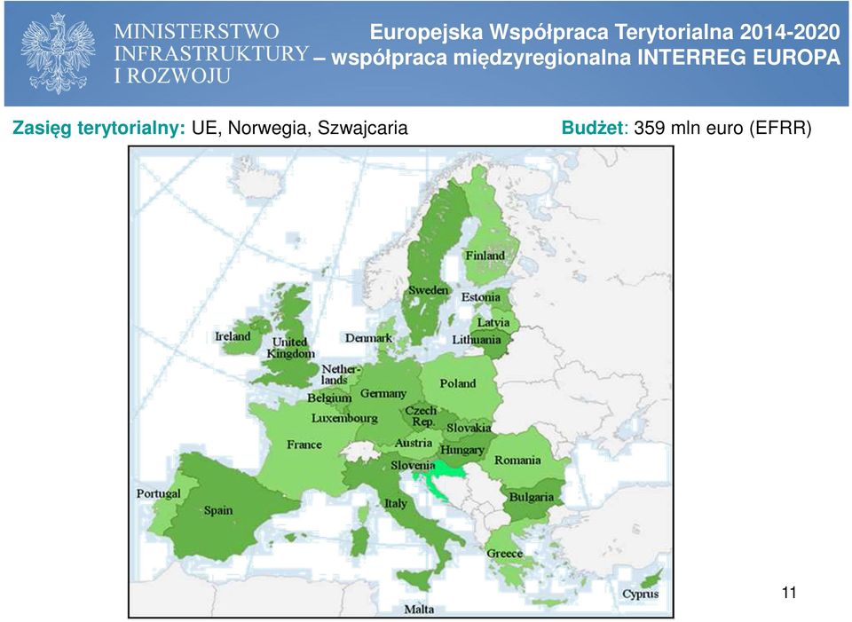 INTERREG EUROPA Zasięg terytorialny: UE,