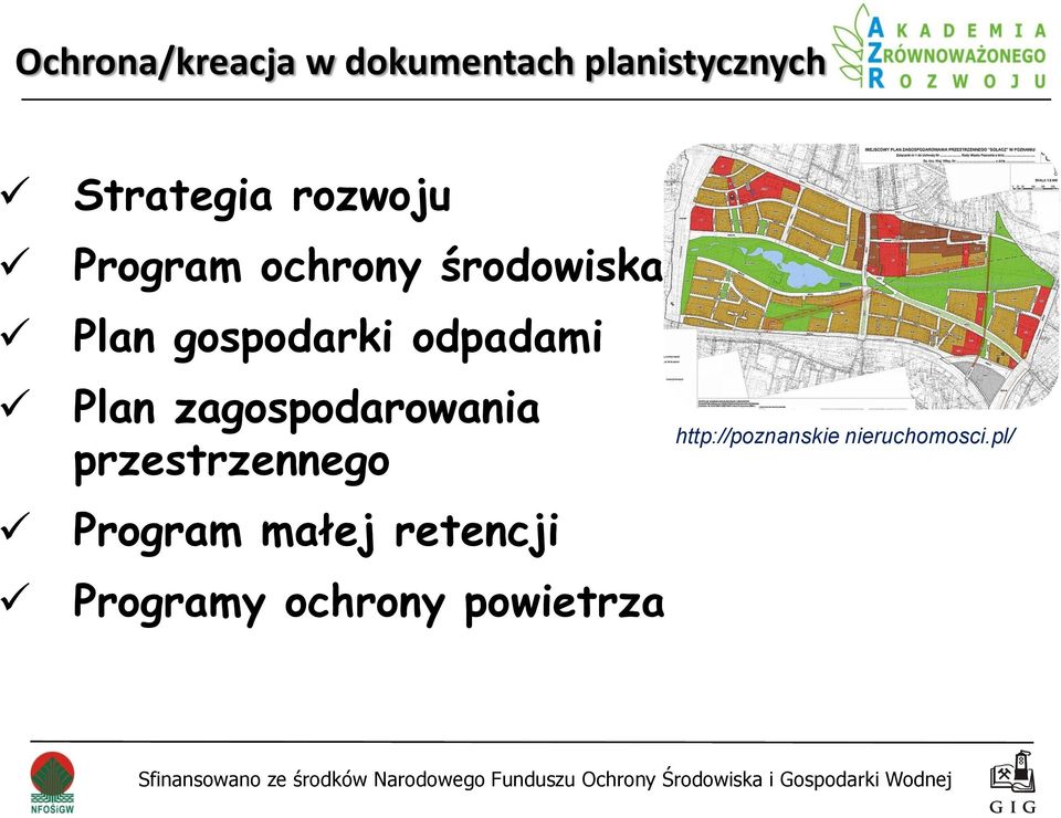 Plan zagospodarowania przestrzennego Program małej retencji