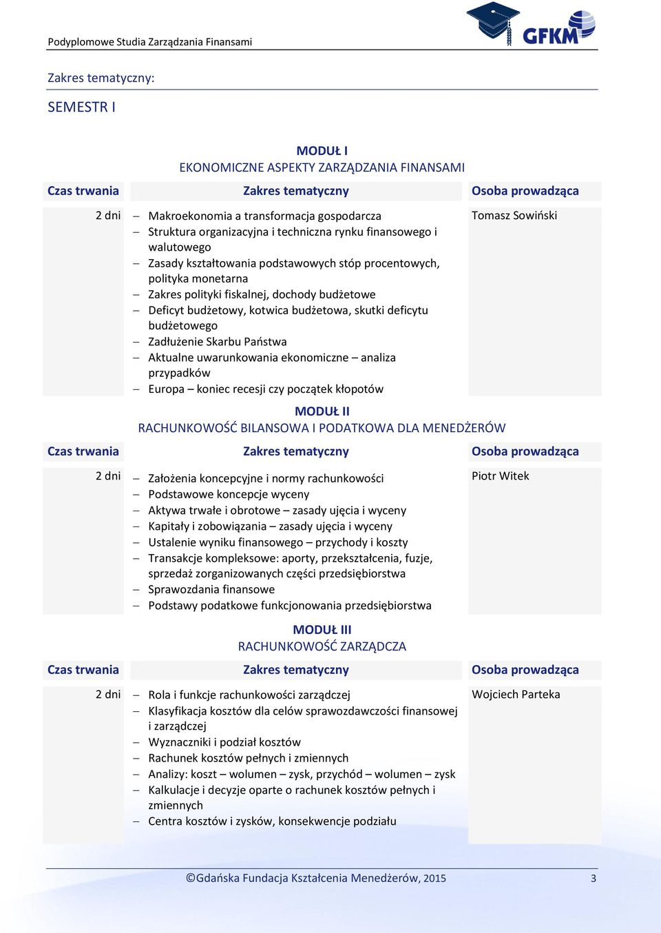 Skarbu Państwa Aktualne uwarunkowania ekonomiczne analiza przypadków Europa koniec recesji czy początek kłopotów MODUŁ II RACHUNKOWOŚĆ BILANSOWA I PODATKOWA DLA MENEDŻERÓW Tomasz Sowiński 2 dni