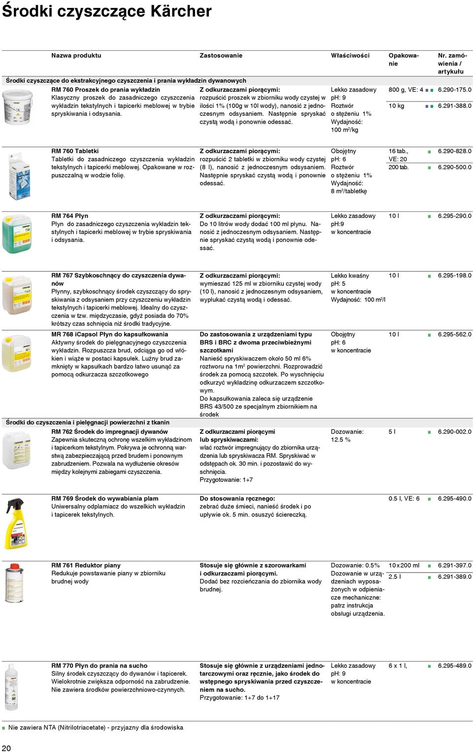 Z odkurzaczami piorącymi: rozpuścić proszek w zbiorniku wody czystej w ilości 1% (100g w 10l wody), nanosić z jednoczesnym odsysaniem. Następnie spryskać czystą wodą i ponownie odessać.