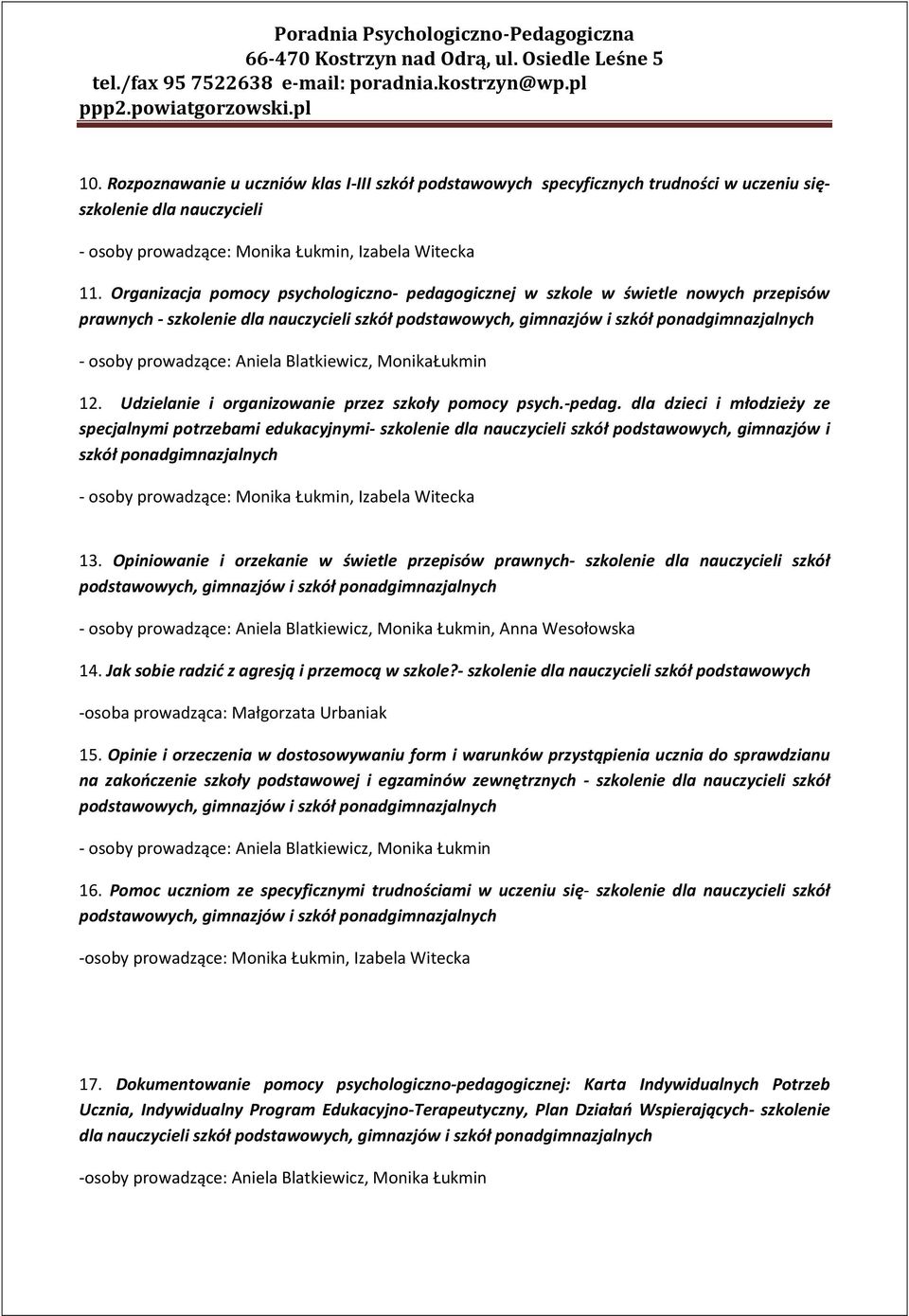 Aniela Blatkiewicz, MonikaŁukmin 12. Udzielanie i organizowanie przez szkoły pomocy psych.-pedag.