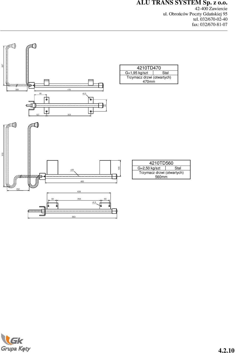 4210TD560 G=2,50 kg/szt Stal