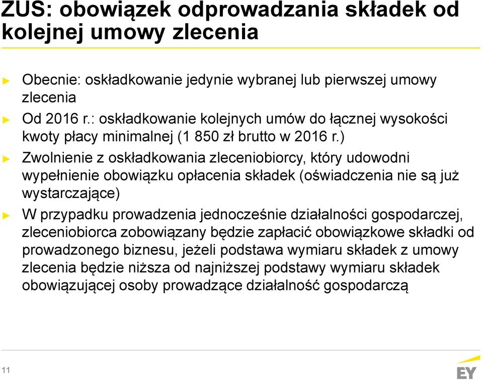 ) Zwolnienie z oskładkowania zleceniobiorcy, który udowodni wypełnienie obowiązku opłacenia składek (oświadczenia nie są już wystarczające) W przypadku prowadzenia