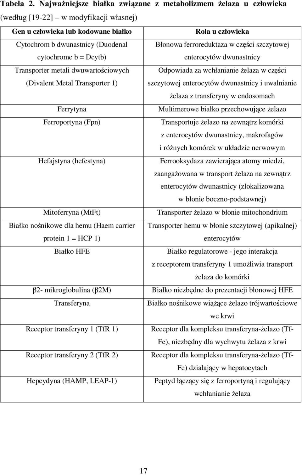 ferroreduktaza w części szczytowej cytochrome b = Dcytb) enterocytów dwunastnicy Transporter metali dwuwartościowych Odpowiada za wchłanianie Ŝelaza w części (Divalent Metal Transporter 1) szczytowej