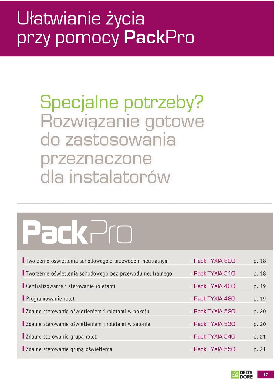 18 Tworzenie oświetlenia schodowego bez przewodu neutralnego > Pack TYXIA 510 p. 18 Centralizowanie i sterowanie roletami > Pack TYXIA 400 p.