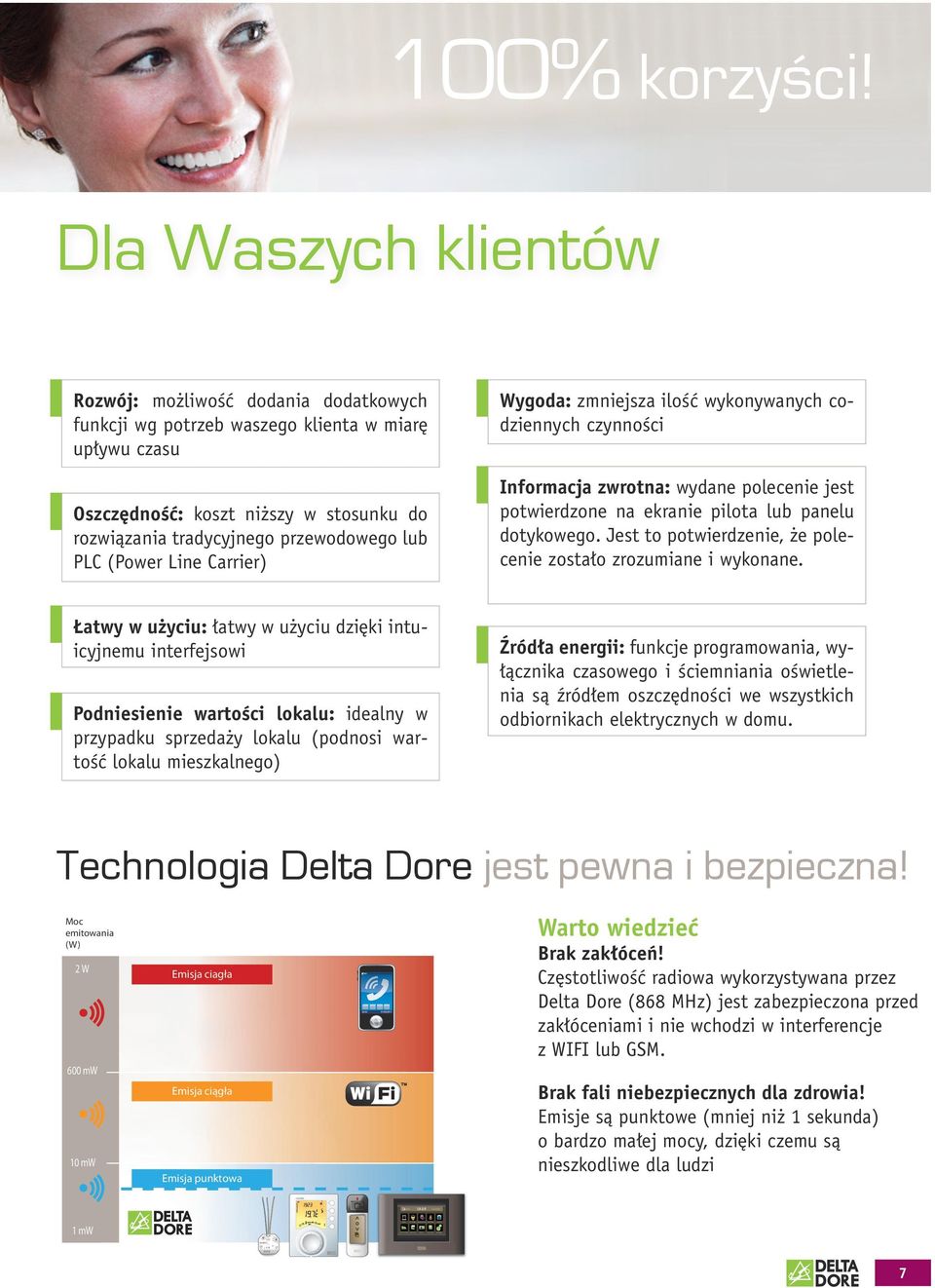 PLC (Power Line Carrier) Wygoda: zmniejsza ilość wykonywanych codziennych czynności Informacja zwrotna: wydane polecenie jest potwierdzone na ekranie pilota lub panelu dotykowego.