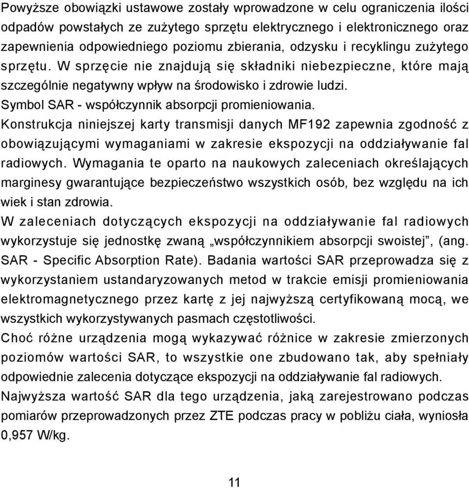 Symbol SAR - współczynnik absorpcji promieniowania.