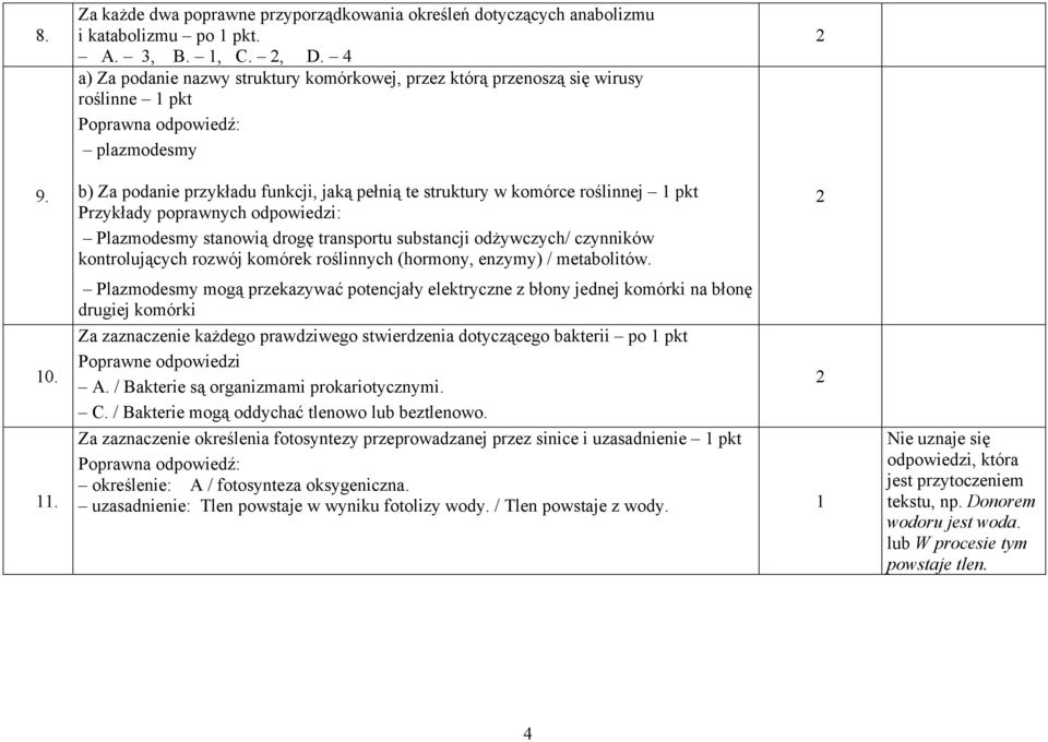 . b) Za podanie przykładu funkcji, jaką pełnią te struktury w komórce roślinnej pkt Przykłady poprawnych odpowiedzi: Plazmodesmy stanowią drogę transportu substancji odżywczych/ czynników