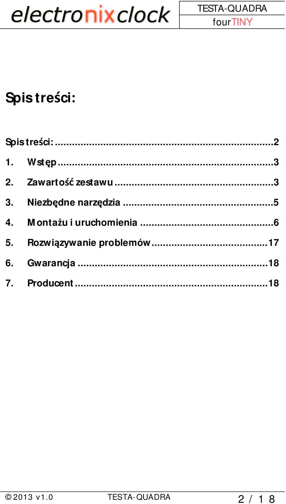 Monta u i uruchomienia...6 5. Rozwi zywanie problemów.