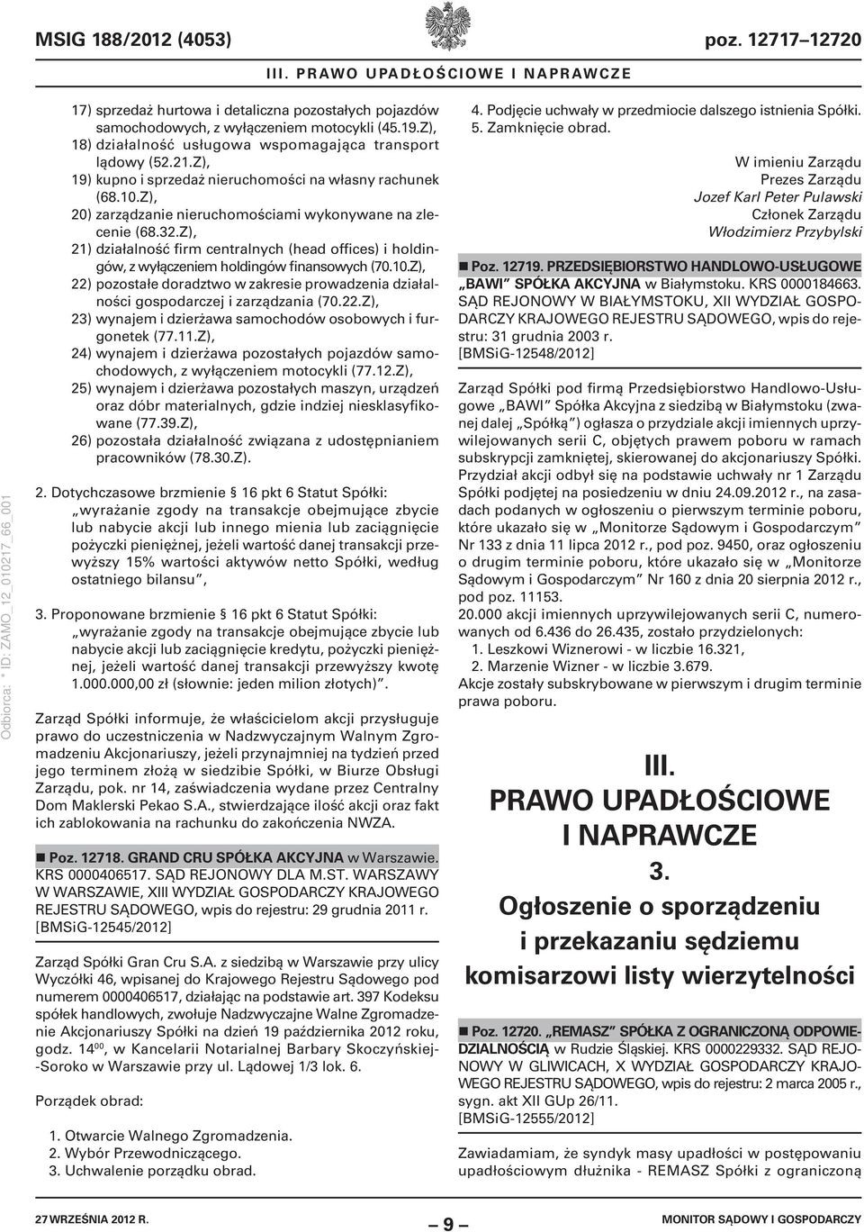 Z), 21) działalność firm centralnych (head offices) i holdingów, z wyłączeniem holdingów finansowych (70.10.