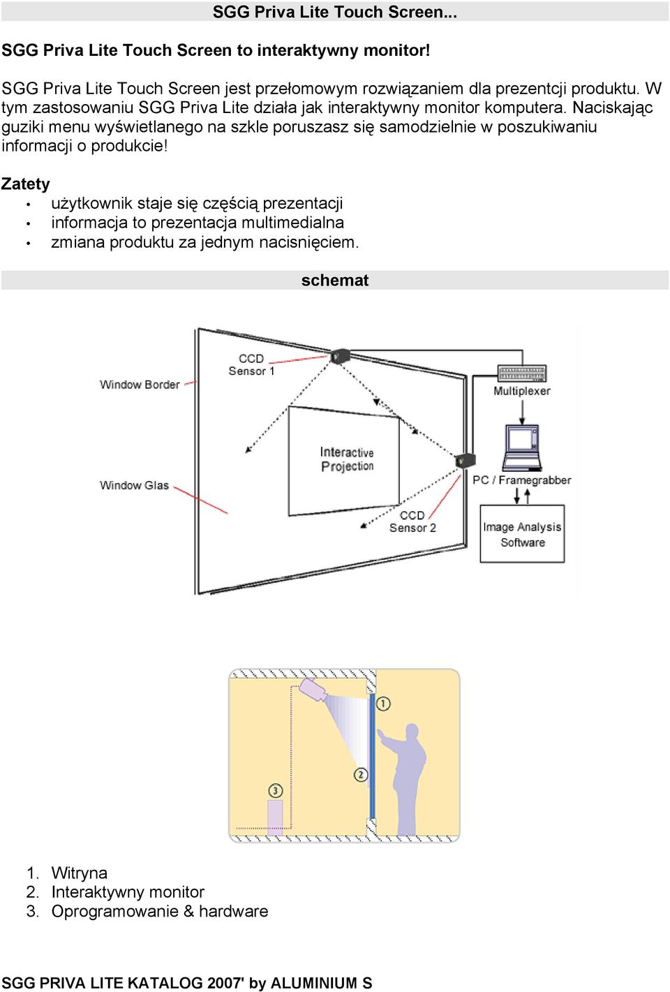 W tym zastosowaniu SGG Priva Lite działa jak interaktywny monitor komputera.