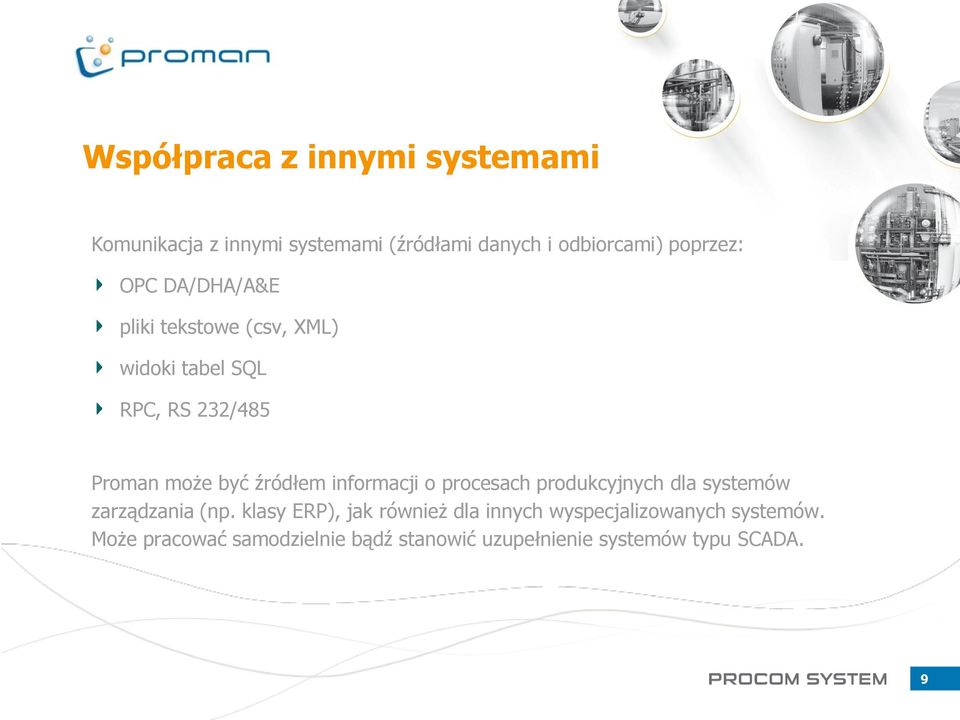 informacji o procesach produkcyjnych dla systemów zarządzania (np.