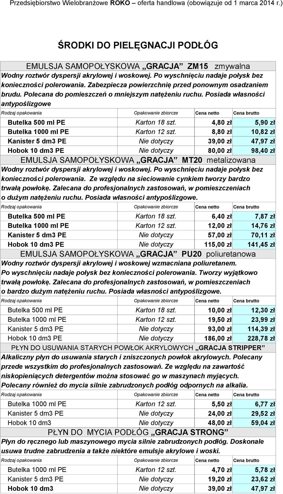 4,80 zł 5,90 zł Butelka 1000 ml PE Karton 12 szt.