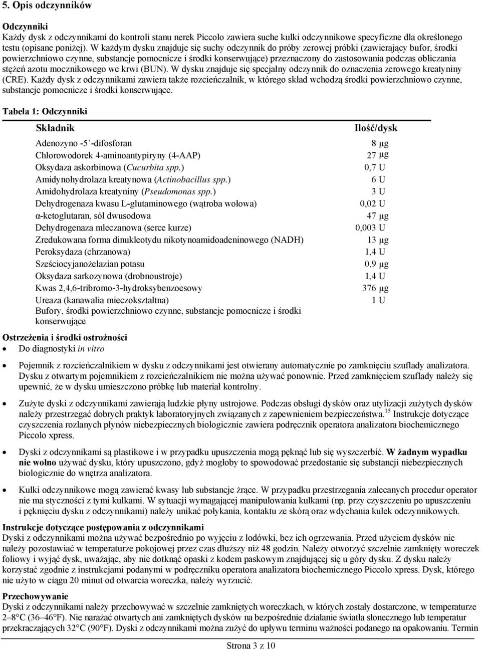 obliczania stężeń azotu mocznikowego we krwi (BUN). W dysku znajduje się specjalny odczynnik do oznaczenia zerowego kreatyniny (CRE).