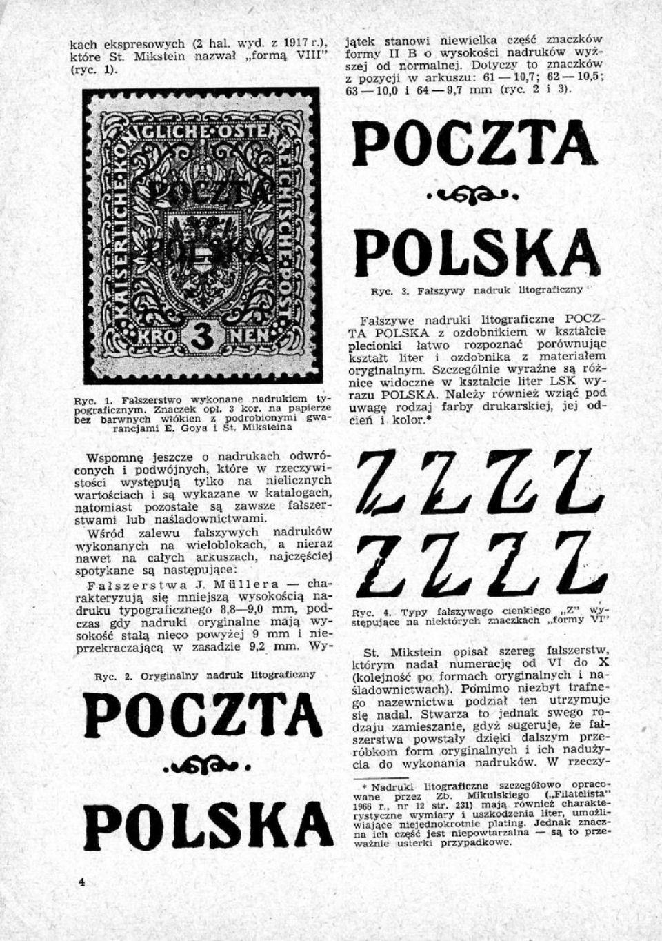 Znaczek opl. 3 kor. na papierze bez barwnych włókien z podrobionymi gwarancjami E. Goya 1 St.