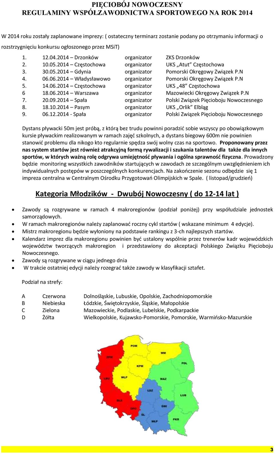 06.2014 Warszawa rganizatr Mazwiecki Okręgwy Związek P.N 7. 20.09.2014 Spała rganizatr Plski Związek Pięcibju Nwczesneg 8. 18.10.2014 Pasym rganizatr UKS Orlik Elbląg 9. 06.12.