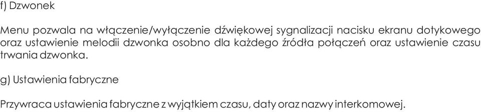 źródła połączeń oraz ustawienie czasu trwania dzwonka.