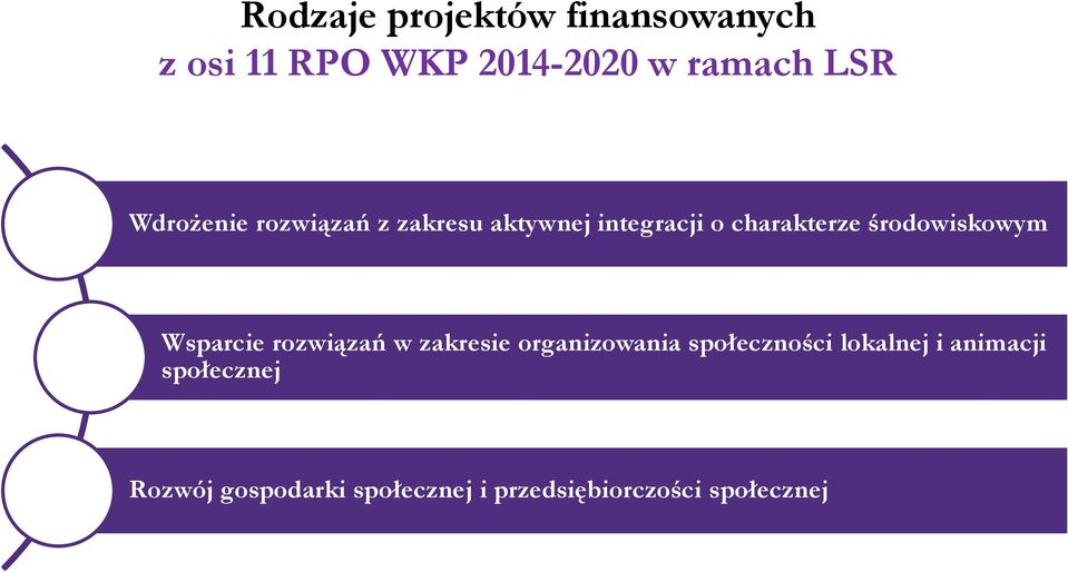 środowiskowym Wsparcie rozwiązań w zakresie organizowania społeczności